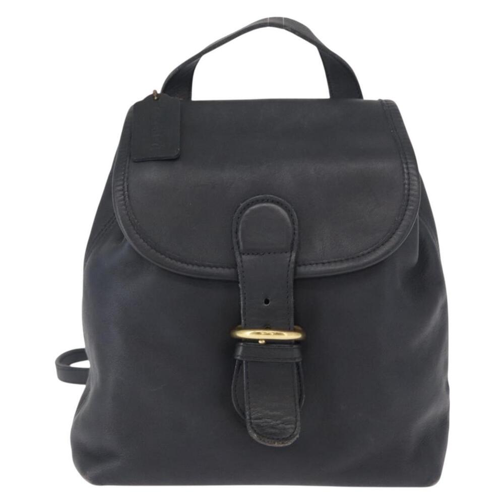 Coach Backpack Leather Navy Gold Auth am9839 - Picture 13 of 16